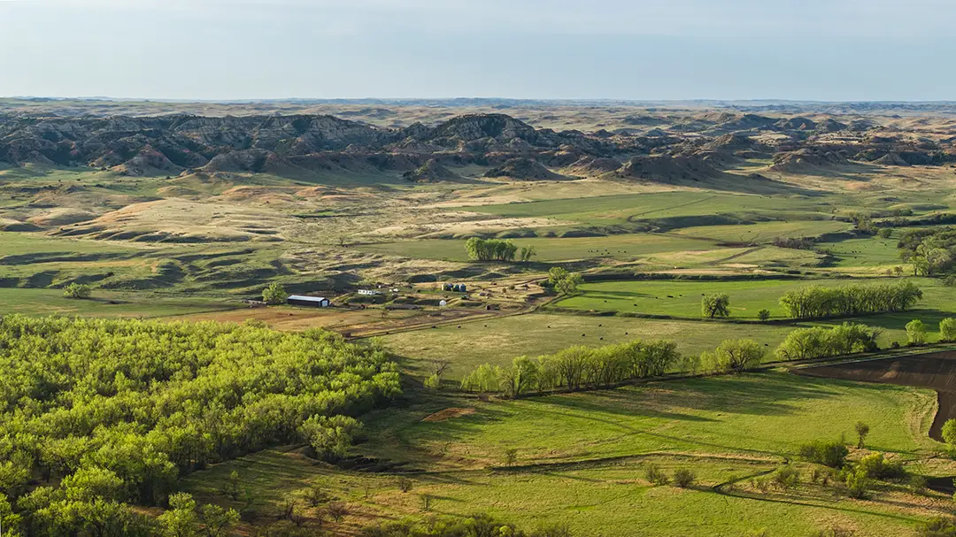 Arial view of the ranch and operations