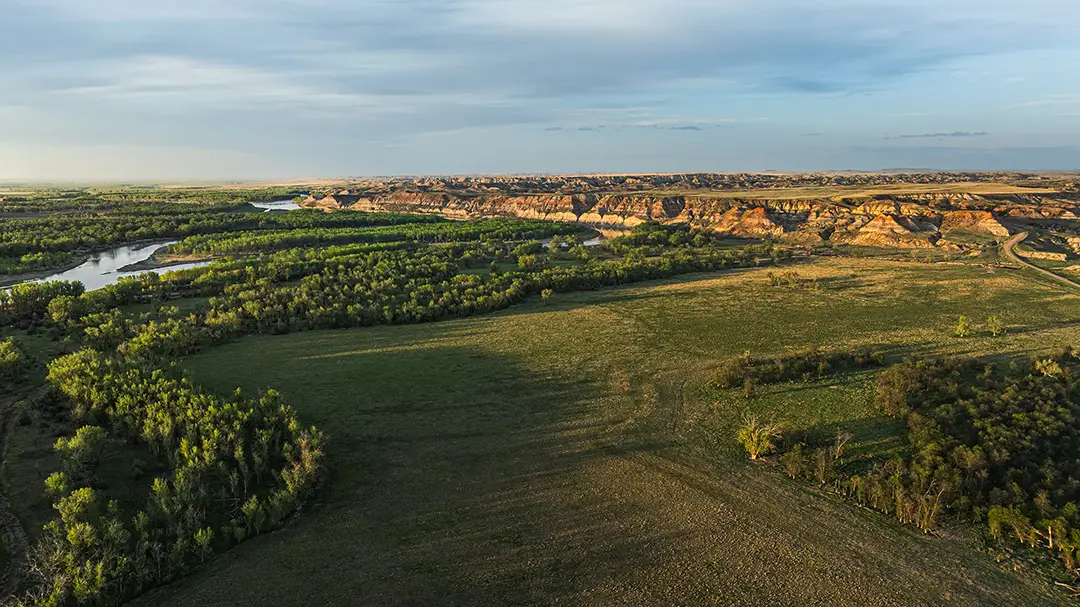 Sunset view of the Yellowstone River on the Canyon Ranch in Montana
