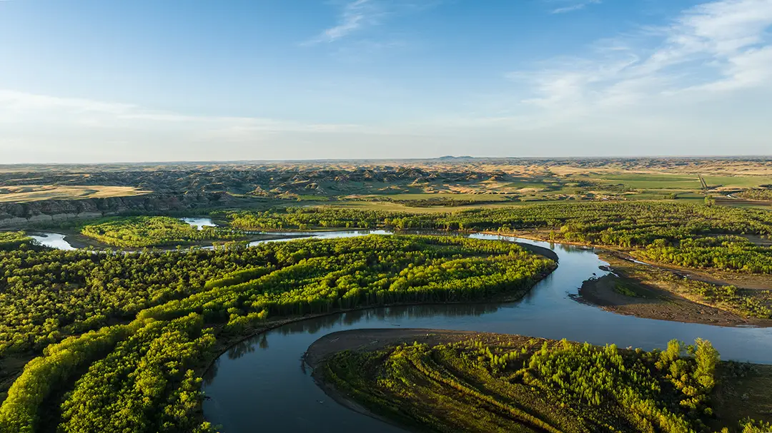 View of the Yellowstone River on the Yellowstone Canyon Ranch in Montana